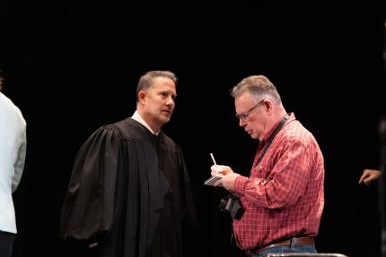 Chief Justice Funke and reporter